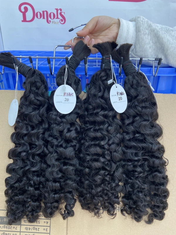 Donors Hair Raw Hair Indian Natural Curly 100% Human Hair Natural Black Bulk HairHuman Braiding Hair 1 Bundle 100g Water Wave Bulk Human Hair for Braiding No Weft Wet&Wavy Braiding Hair Bulk Curly Human Hair for Boho Braids 100g