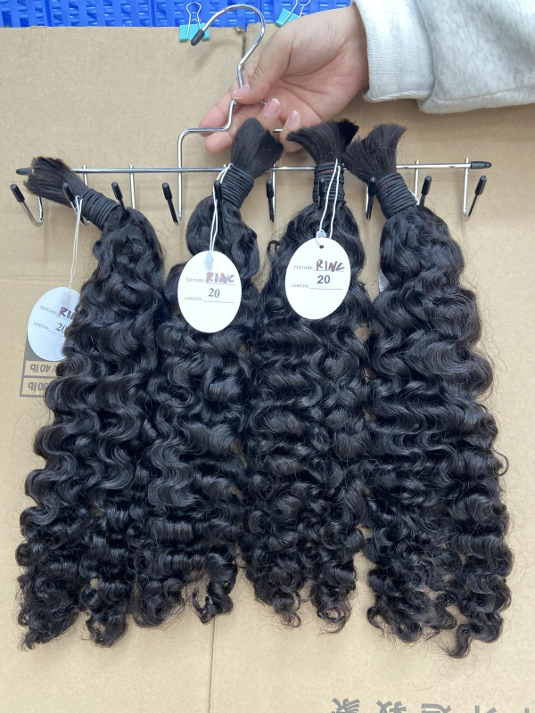 Donors Hair Raw Hair Indian Natural Curly 100% Human Hair Natural Black Bulk HairHuman Braiding Hair 1 Bundle 100g Water Wave Bulk Human Hair for Braiding No Weft Wet&Wavy Braiding Hair Bulk Curly Human Hair for Boho Braids 100g
