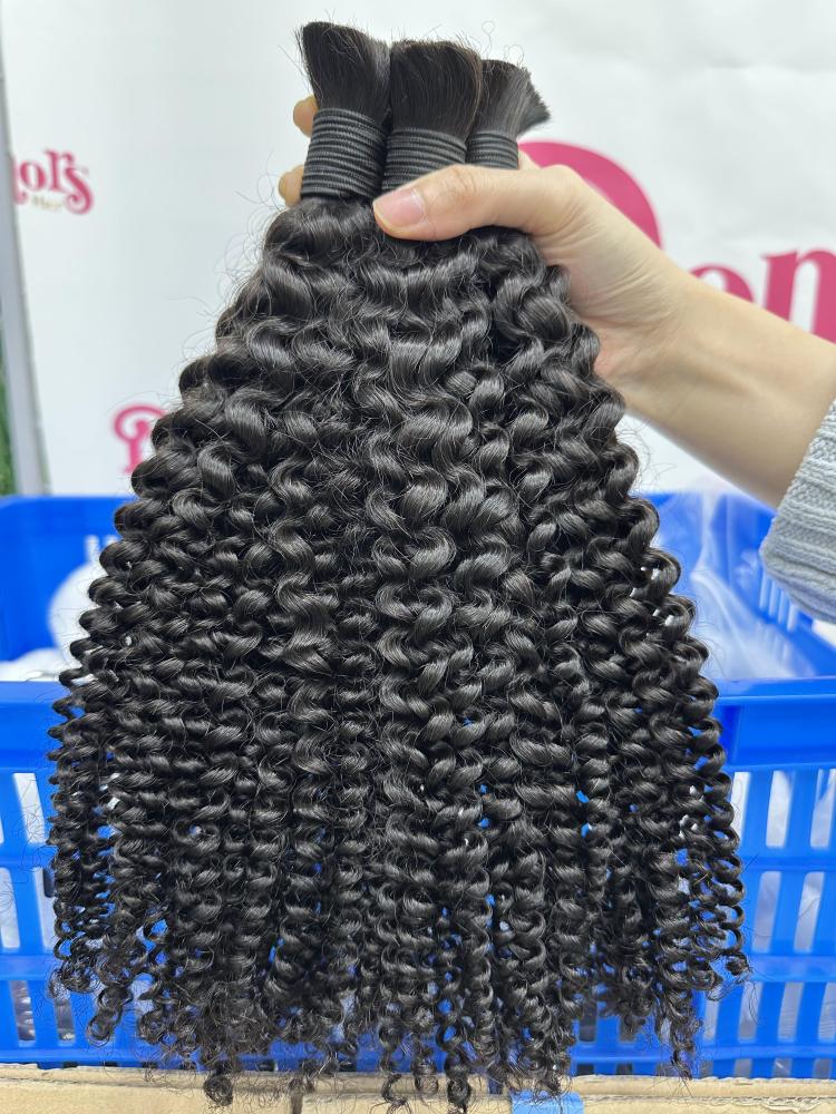 DonorsHair 100% Jerry Curly Human Hair Natural Bulk Hair For Braiding Bundles No Weft Braiding Hair Extension Human Braiding Hair 1 Bundle 100g