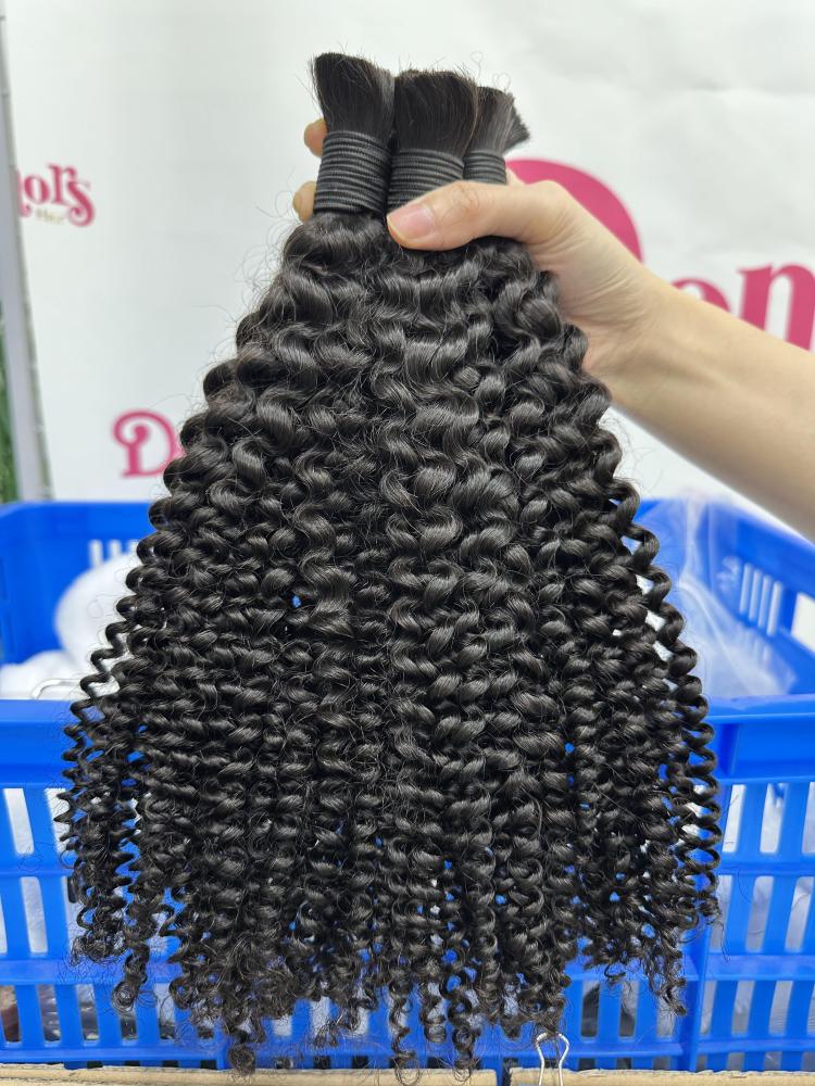 DonorsHair 100% Jerry Curly Human Hair Natural Bulk Hair For Braiding Bundles No Weft Braiding Hair Extension Human Braiding Hair 1 Bundle 100g