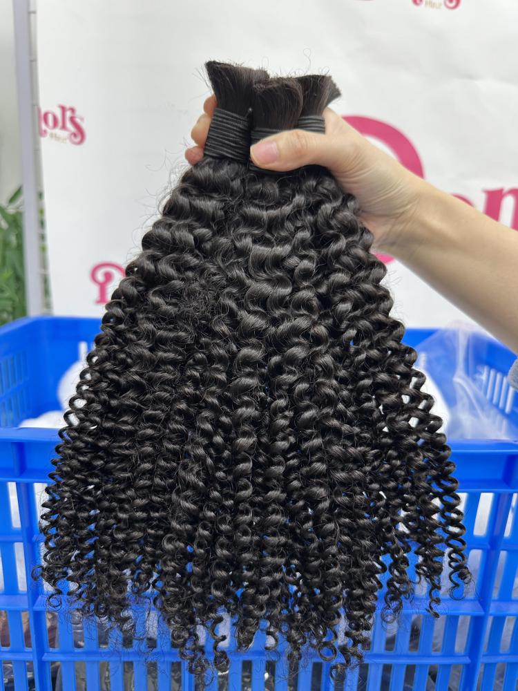 DonorsHair 100% Jerry Curly Human Hair Natural Bulk Hair For Braiding Bundles No Weft Braiding Hair Extension Human Braiding Hair 1 Bundle 100g