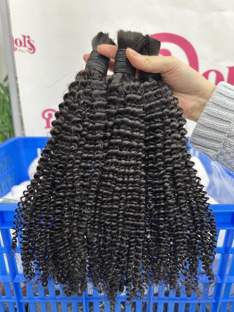 DonorsHair 100% Kinky Curly Human Hair Natural Bulk Hair For Braiding Bundles No Weft Braiding Hair Extension Human Braiding Hair 1 Bundle 100g