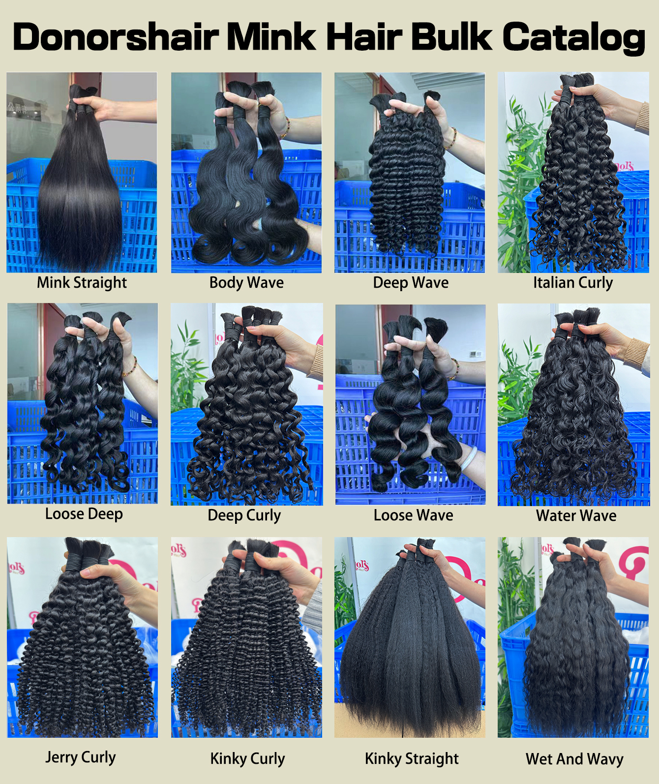 Bulk DonorsHair 100% Human Hair Natural All Textures Bulk Hair For Braiding Bundles No Weft Braiding Hair Extension Human Braiding Hair 1 Bundle 100g Water Wave Bulk Human Hair for Braiding No