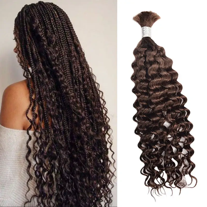 Colour #2 Deep Curly Bulk Hair 100% Human Hair  No Weft Bulk Hair for Human Hair DonorsHair