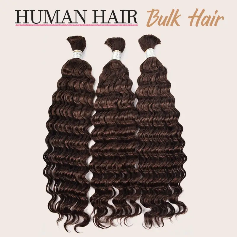 Colour #2 Deep Wav Bulk Hair  100% Human Hair  No Weft Bulk Hair for Human Hair DonorsHair