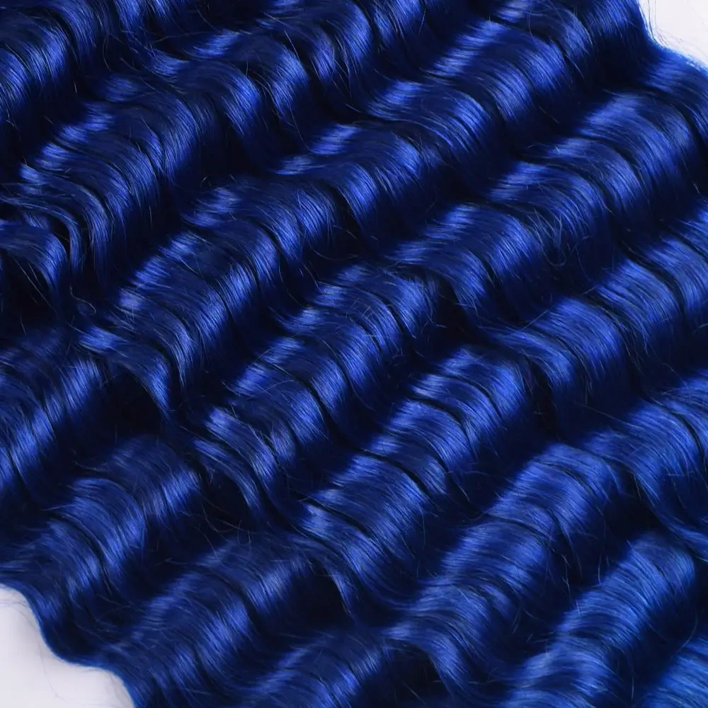 Colour #Blue Deep Wav Bulk Hair 100% Human Hair  No Weft Bulk Hair for Human Hair DonorsHair
