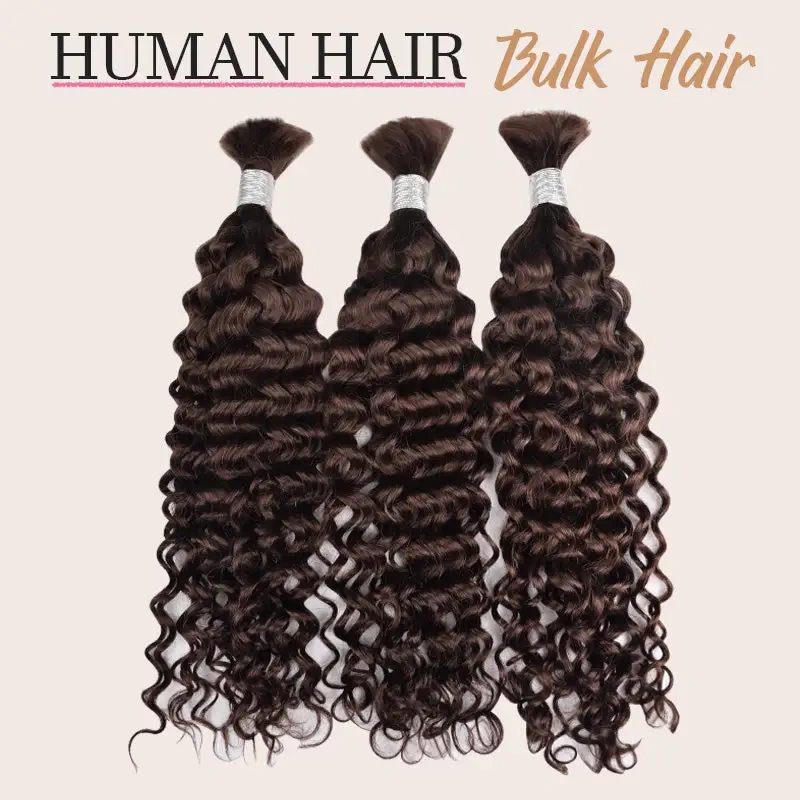 Colour #2 Deep Curly Bulk Hair 100% Human Hair  No Weft Bulk Hair for Human Hair DonorsHair