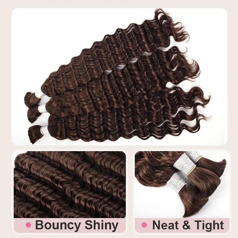 Colour #2 Deep Wav Bulk Hair  100% Human Hair  No Weft Bulk Hair for Human Hair DonorsHair