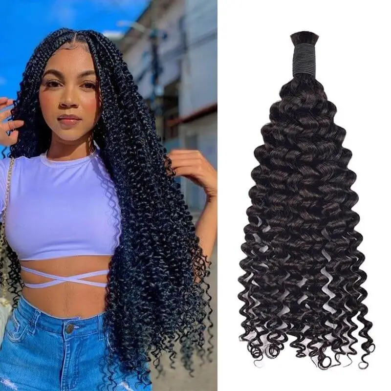 Free Shipping Bulk DonorsHair 100% Human Hair Natural All Textures Bulk Hair For Braiding Bundles No Weft Braiding Hair Extension Human Braiding Hair 1 Bundle 100g Water Wave Bulk Human Hair for Braiding No