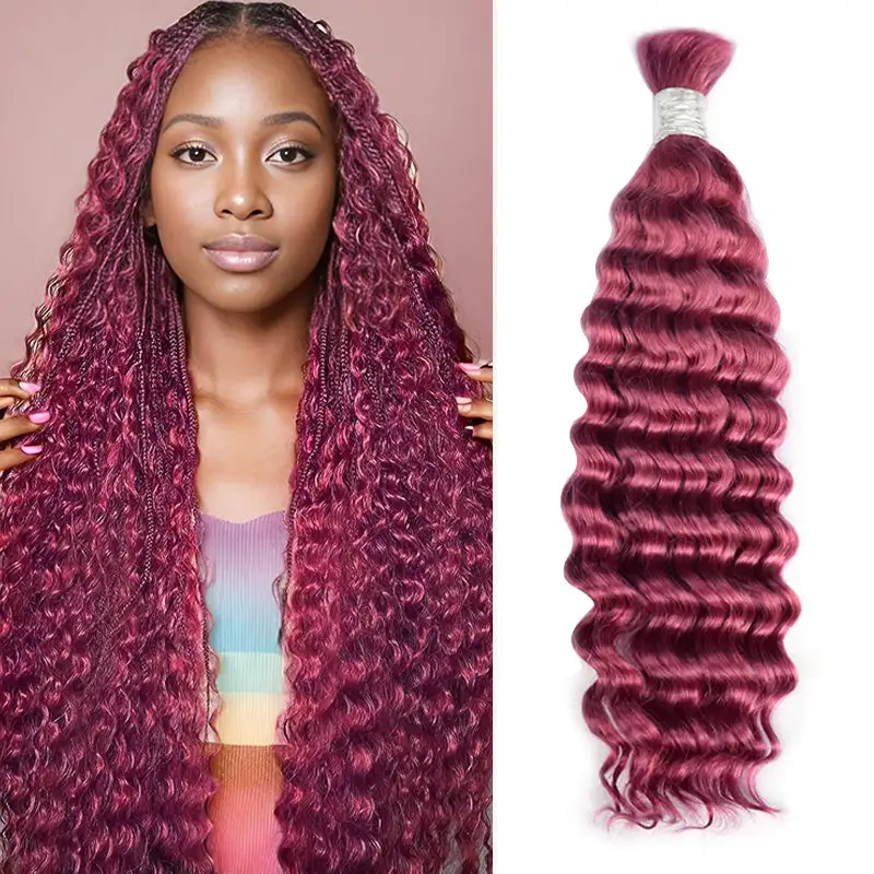 Hair Bulk DonorsHair Straight/ Deep Wave/ Water Wave 100% Human Hair Ginger Bulk Hair For Braiding Bundles Human Braiding Hair 1 Bundle 100g Water Wave Bulk Human Hair for Braiding No Weft Wet&Wavy Braiding Hair B