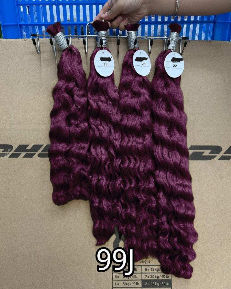 Natural Black All Textures Raw Bulk Hair 100% Human Hair No Weft Bulk Hair for Human Hair DonorsHair（Customized colors）