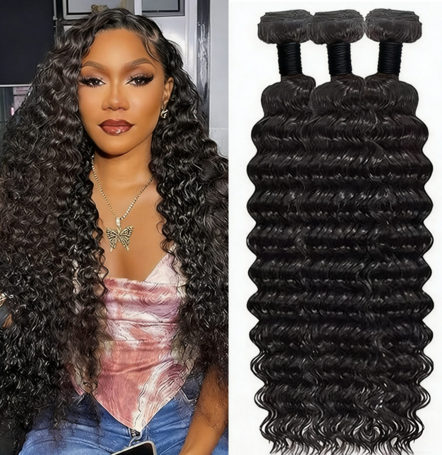 RawDonorsHair In Mink Deep Wave Human Hair Mink Bundle Deal