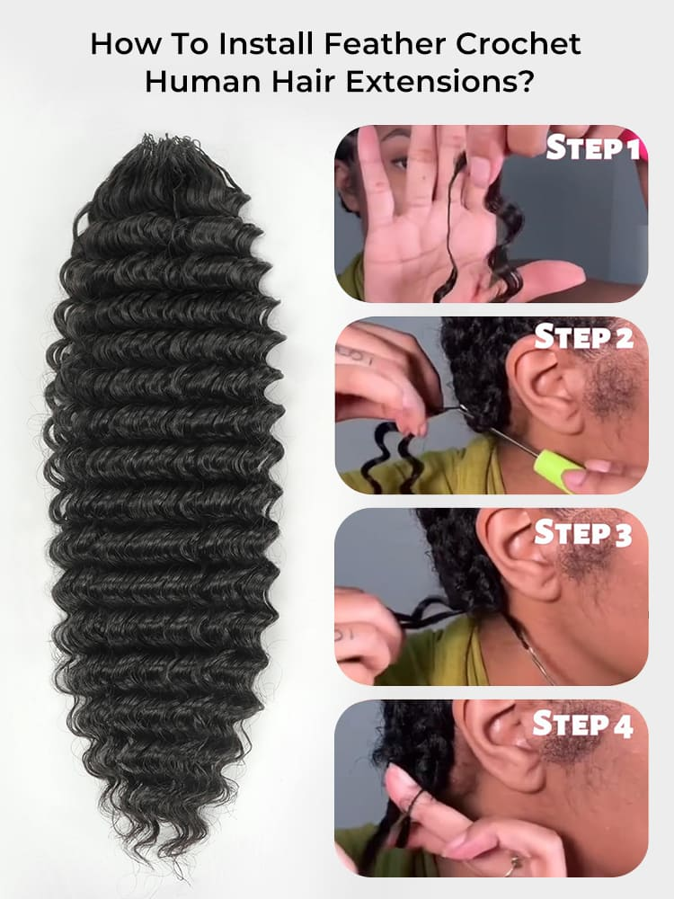 100% Unprocessed Natural Black All Textures Raw Human Hair Crochet hair (No Weft) - For Boho Braids