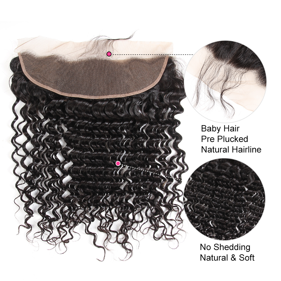 100% Brazilian Virgin Hair 13x4 HD  Lace Frontal Deep Wave