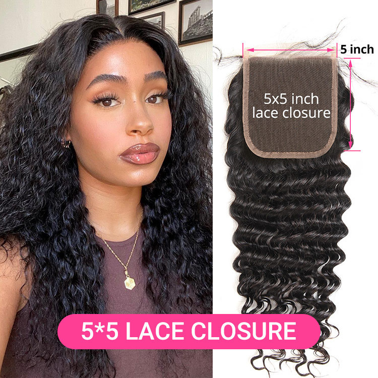 Deep Wave 5x5 HD Lace Closure Human Hair 5x5 LY Lace Frontal Closure