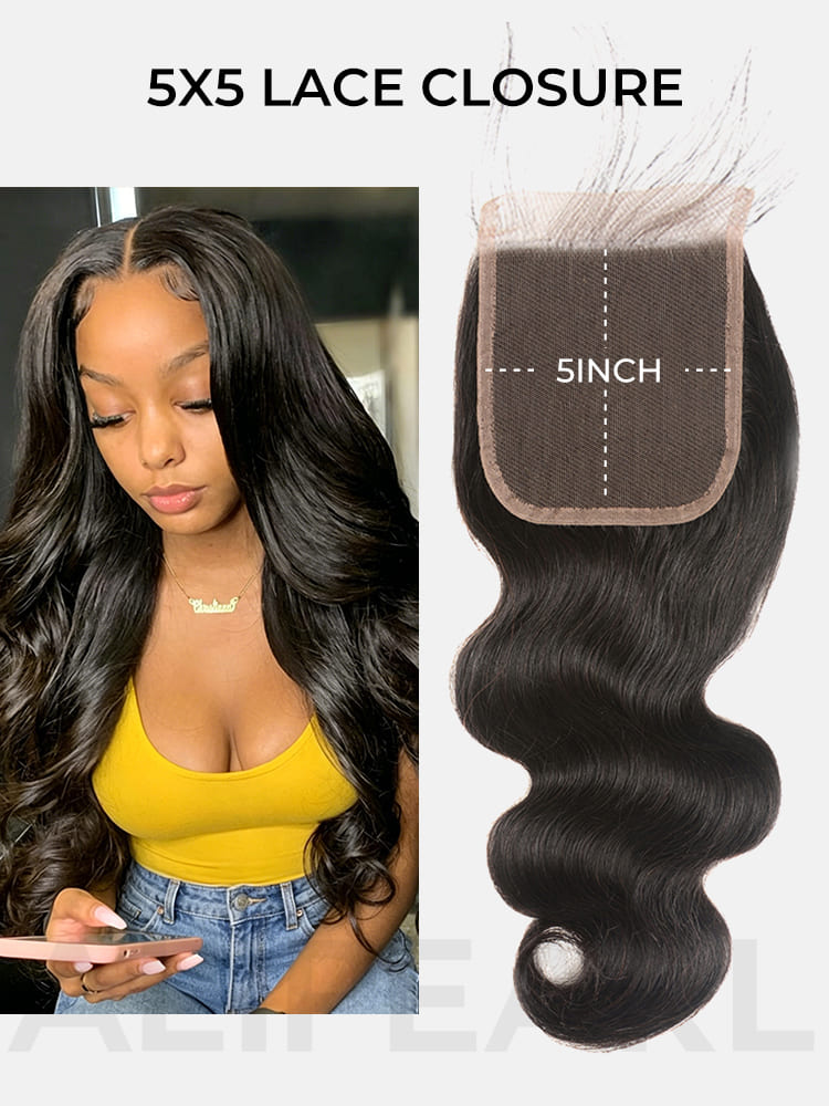 Brazilian Body Wave 5x5 HD Lace Closure Human Hair Swiss Lace Closure With Bleached Konts