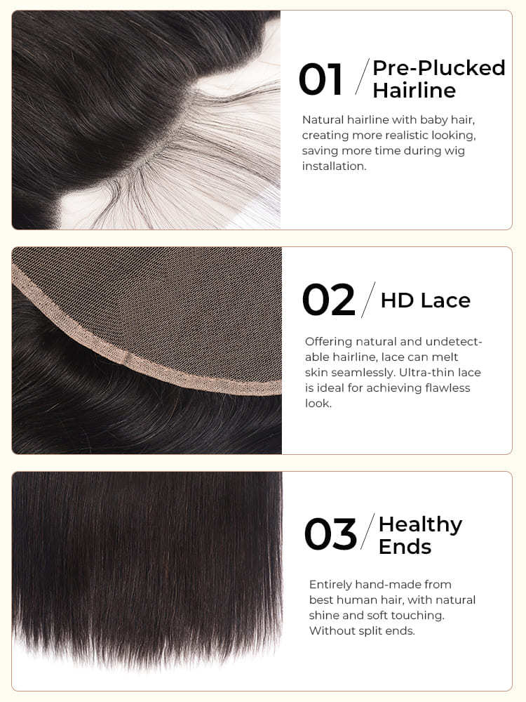 Brazilian Straight Virgin Hair 13x4 HD Lace Frontal
