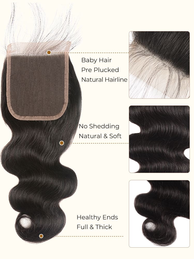 Brazilian Body Wave 5x5 HD Lace Closure Human Hair Swiss Lace Closure With Bleached Konts