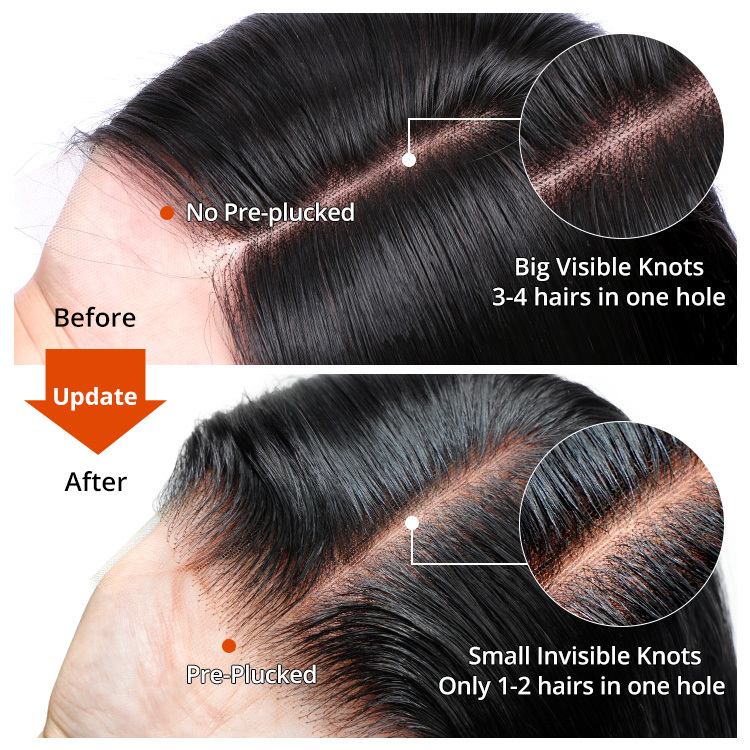 Straight 5x5 HD Lace Closure Transparent Swiss Lace Pre-Plucked