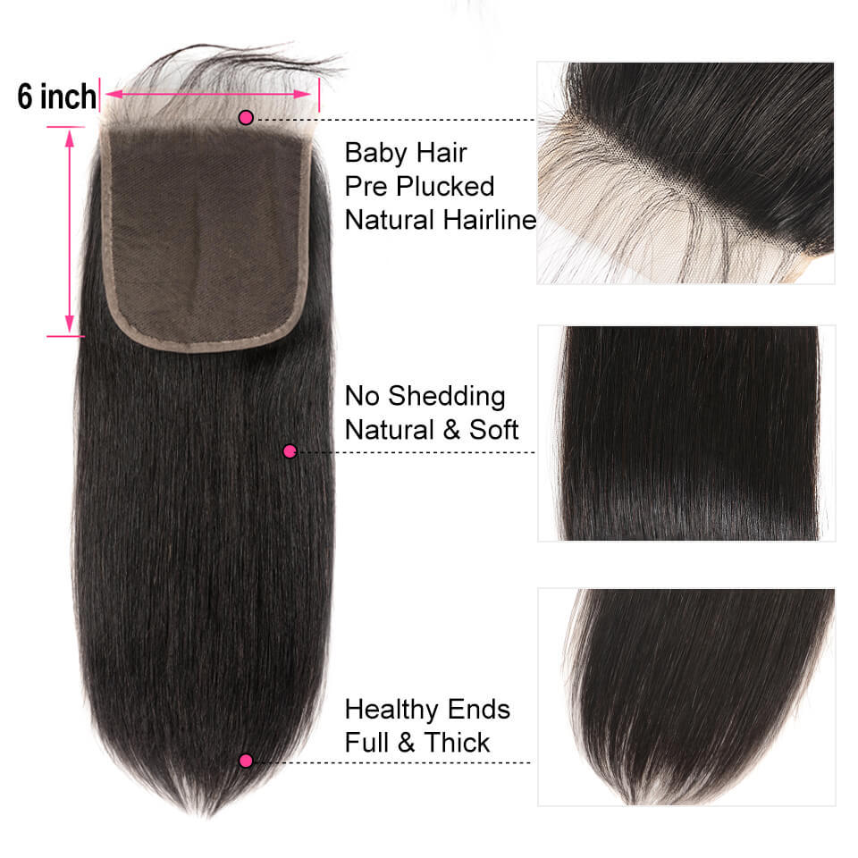 Straight Wavy Hair 6x6 Closure Human Hair Straight Hair Closure