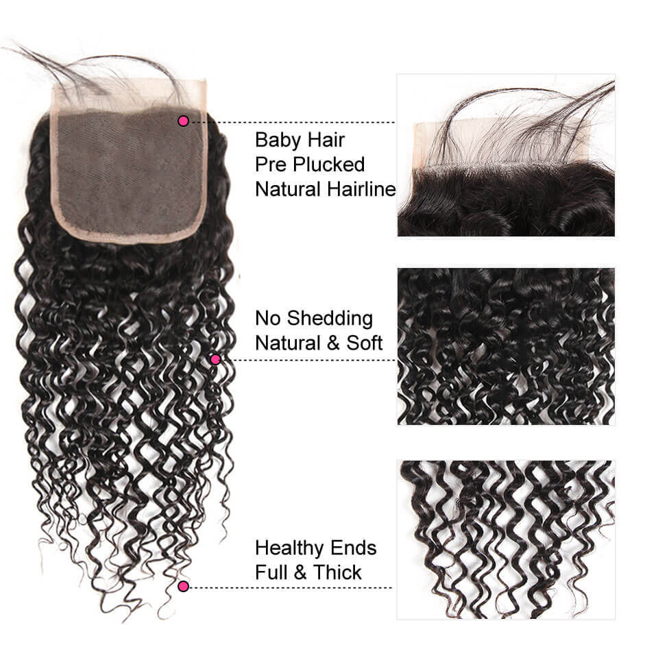 5x5 Invisible Water Wave HD Lace Closure Natural Wave Curly Human Hair Closure Pre Plucked Closure