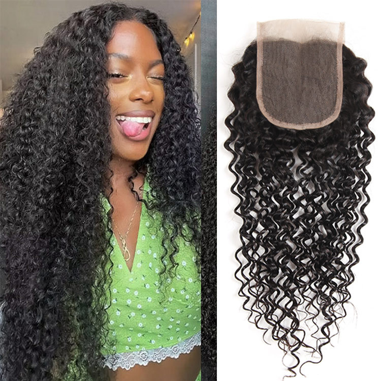 Malaysian Virgin Hair Kinky Curly 4x4  HD Lace Closure