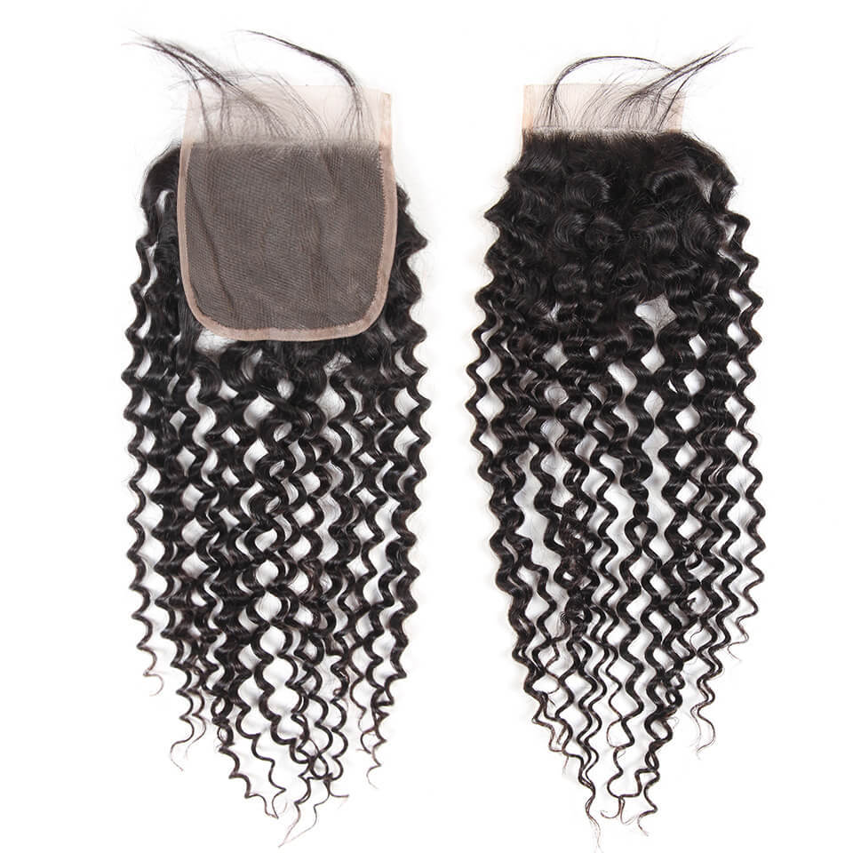 Malaysian Virgin Hair Kinky Curly 4x4  HD Lace Closure