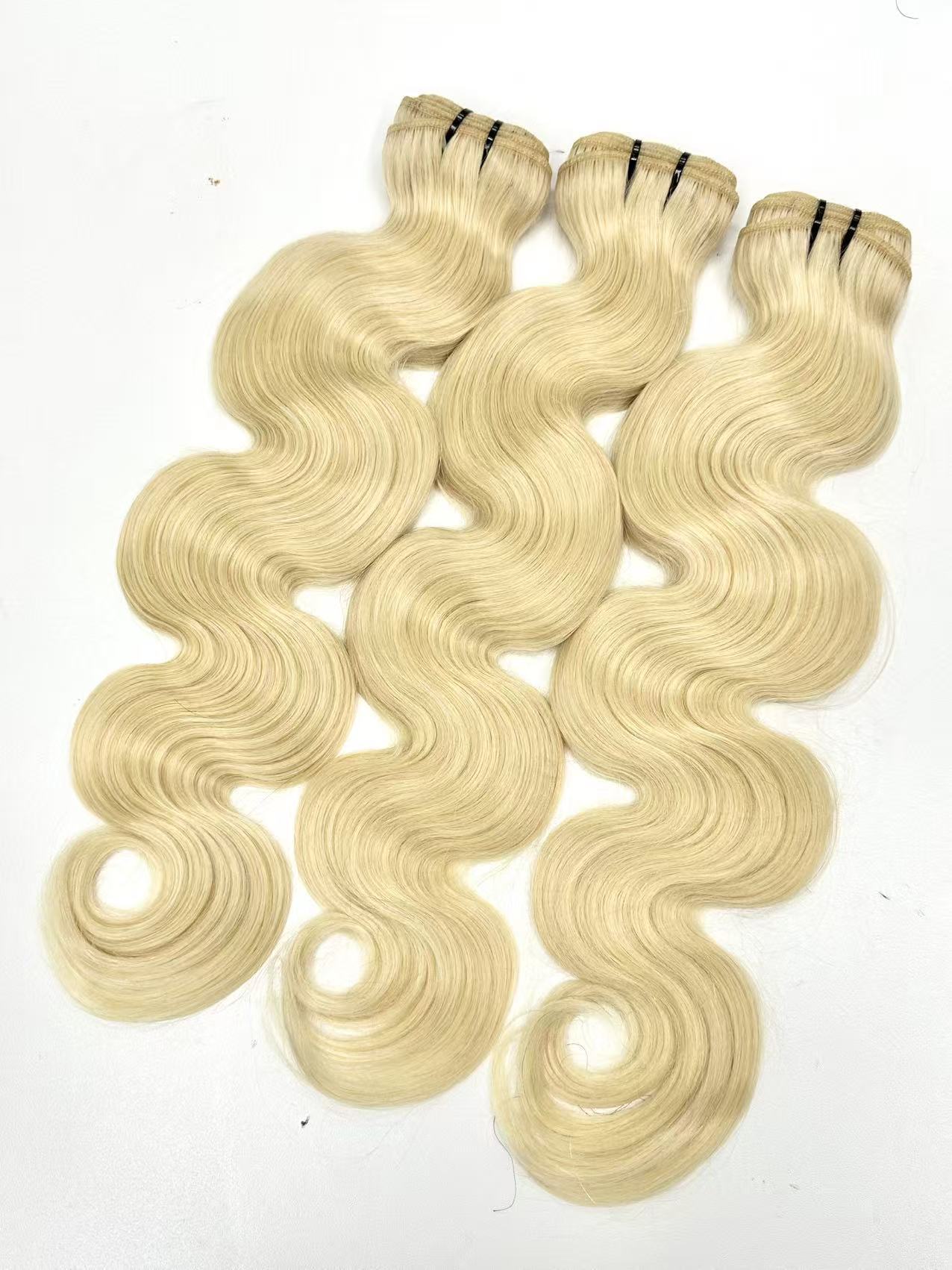 100% unprocessed, #613 Body Wave natural-color, premium-grade human hair bundles (suitable for various hair textures)