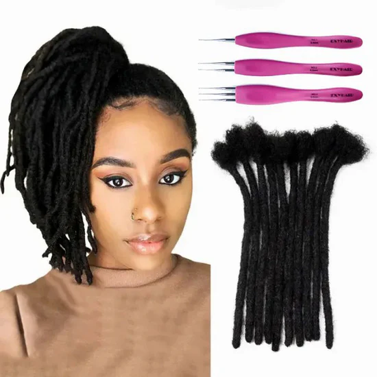 RSD HAIR Hot Style High Quality Afro Kinky Human Hair Crochet Dreadlock Extensions ( Free crochet hook )