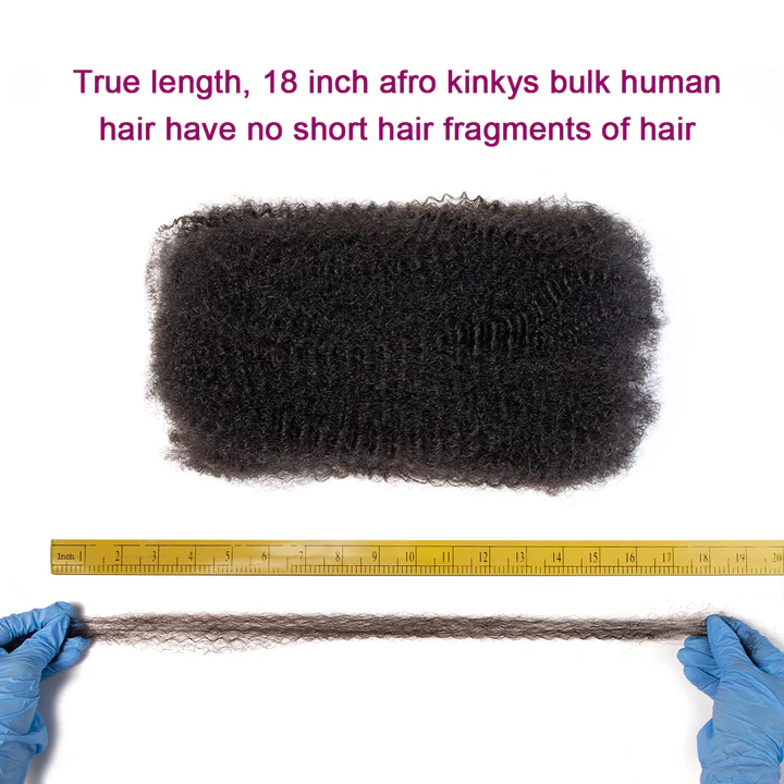 Exyhair Afro Kinky Bulk 100% Human Hair Bundles, Kinky Curly 2 Pack/100g  1B Natural Black, Perfect for Braiding, Twists & Dreadlocks with Crochet Hook