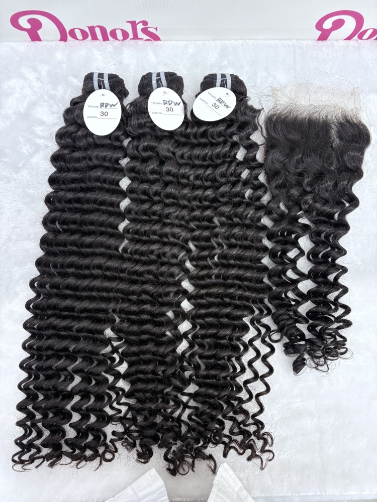100% Raw Deep Wave Bundle Hair (100g) - Tangle Free Grade 3/4 Bundles