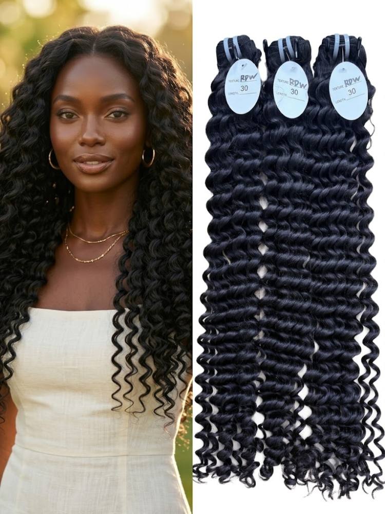 100% Raw Deep Wave Bundle Hair (100g) - Tangle Free Grade 3/4 Bundles