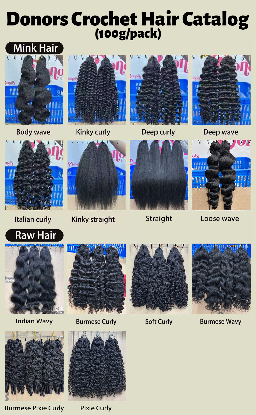 Mink body wave crochet hair