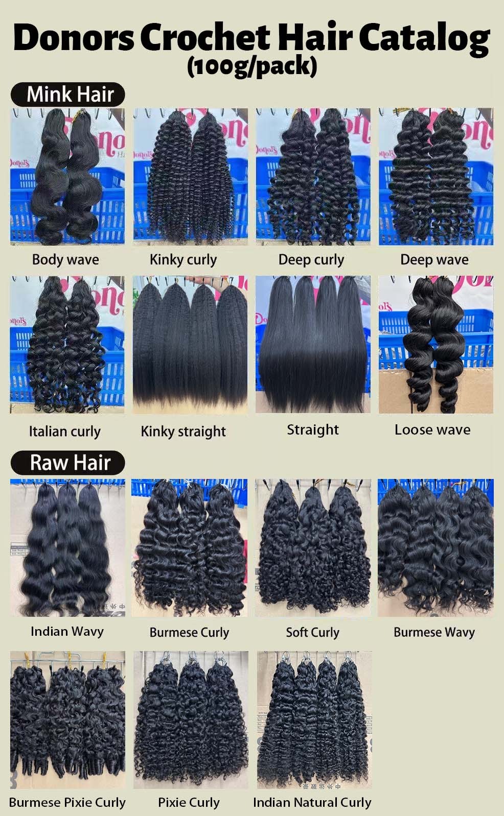 Raw Burmese wavy crochet hair