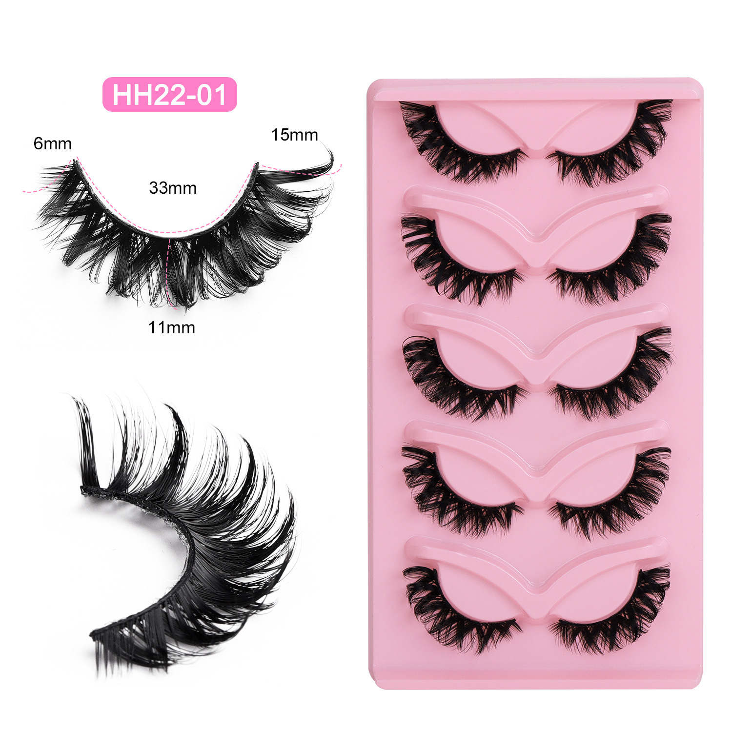10-Pair Pack: Naturally Curled False Eyelashes – Voluminous, Curled, and Natural-Looking with Flexible Black Bands
