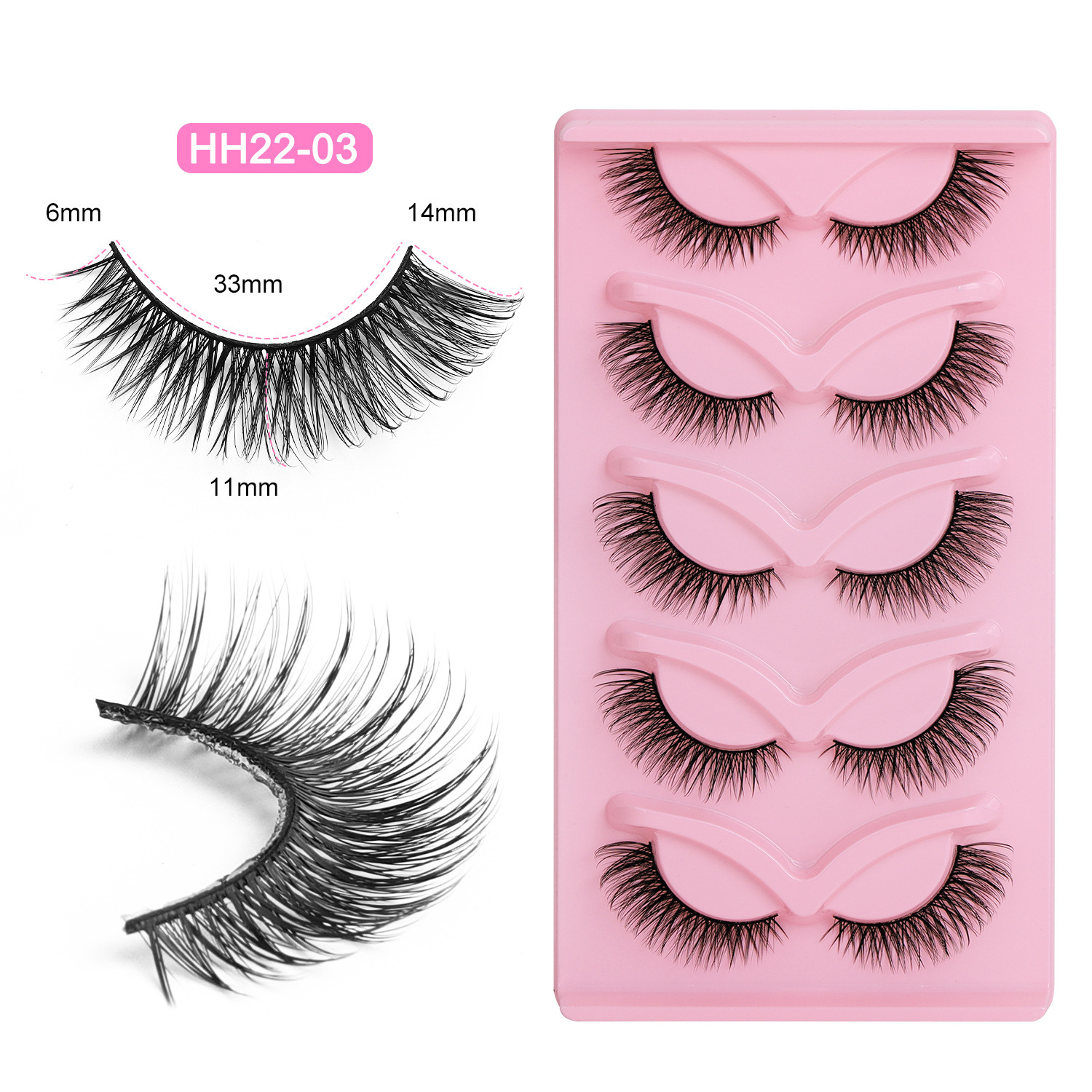 10-Pair Pack: Naturally Curled False Eyelashes – Voluminous, Curled, and Natural-Looking with Flexible Black Bands