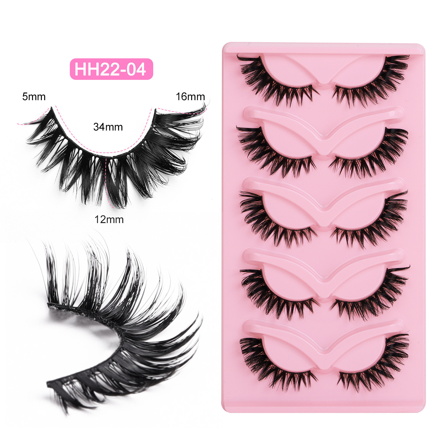 10-Pair Pack: Naturally Curled False Eyelashes – Voluminous, Curled, and Natural-Looking with Flexible Black Bands