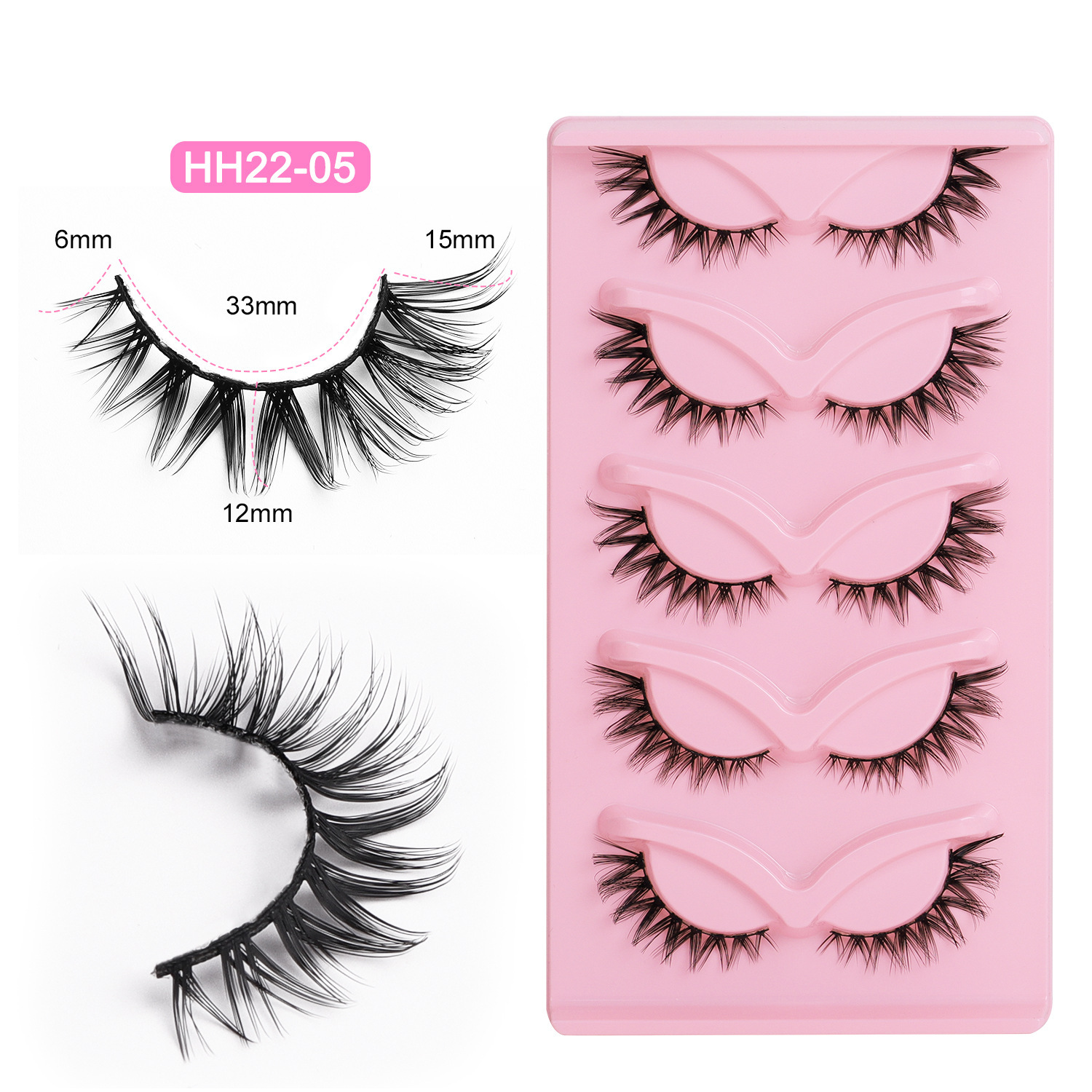 10-Pair Pack: Naturally Curled False Eyelashes – Voluminous, Curled, and Natural-Looking with Flexible Black Bands