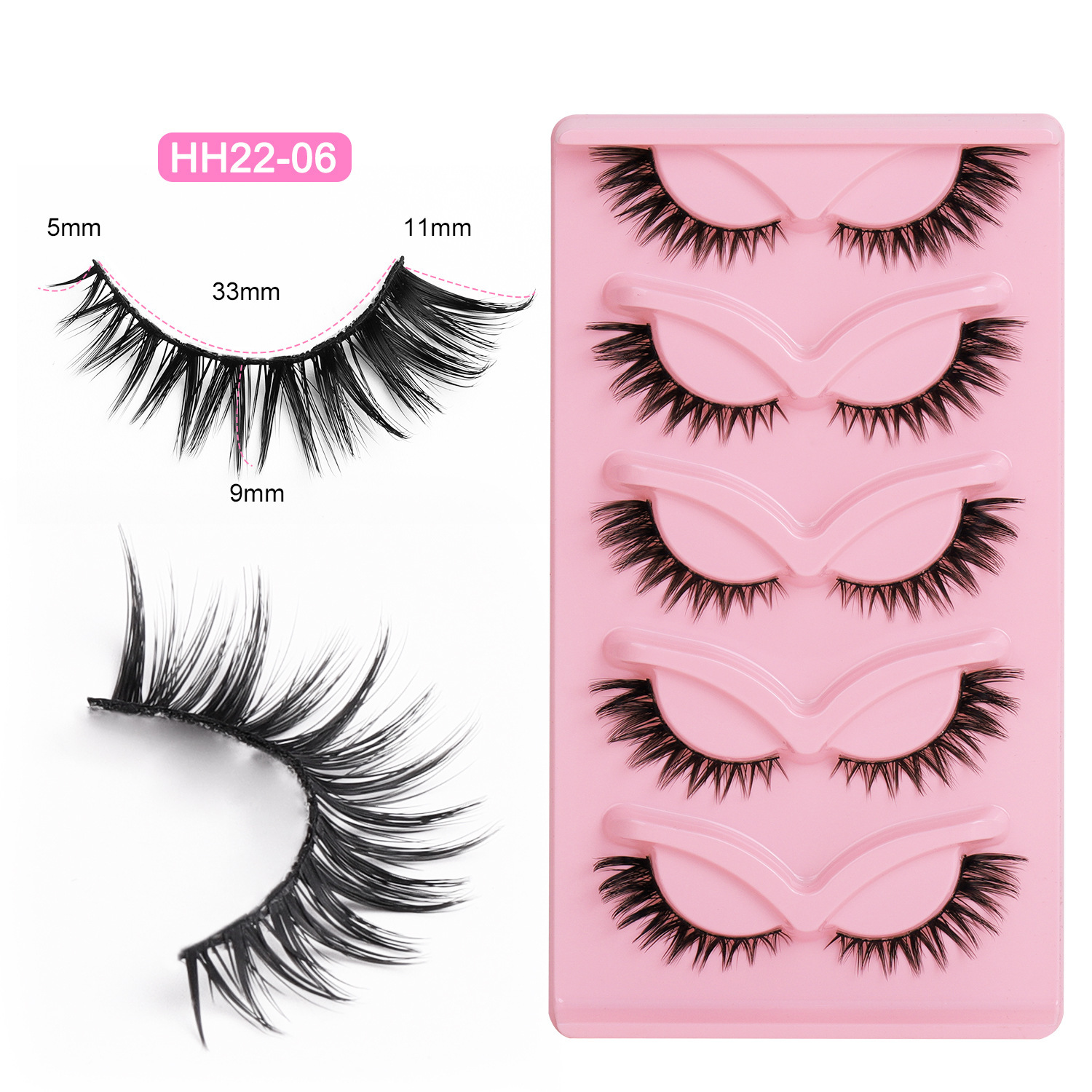 10-Pair Pack: Naturally Curled False Eyelashes – Voluminous, Curled, and Natural-Looking with Flexible Black Bands