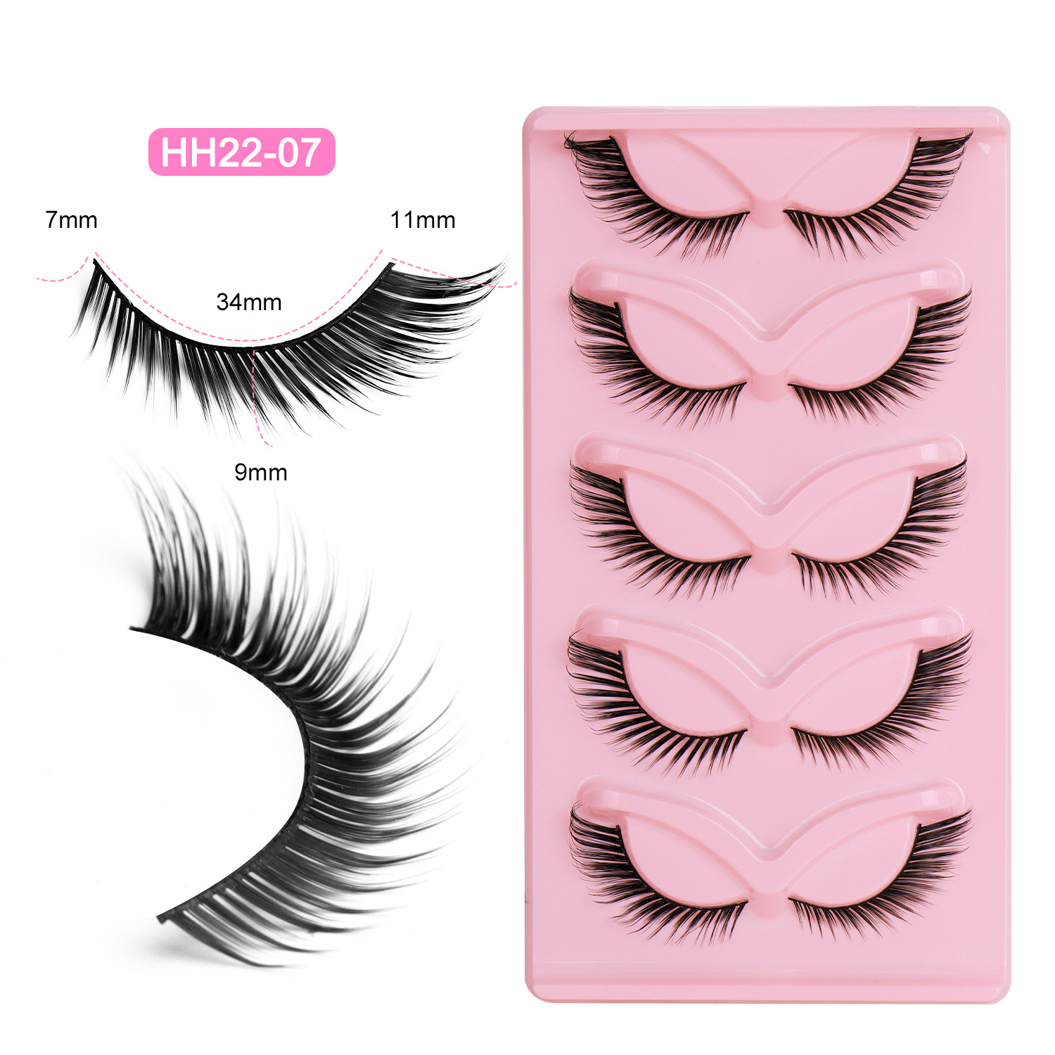 10-Pair Pack: Naturally Curled False Eyelashes – Voluminous, Curled, and Natural-Looking with Flexible Black Bands