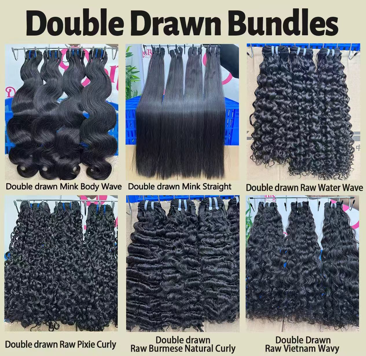 ‎‎raw body wave double drawn bundles 3-18