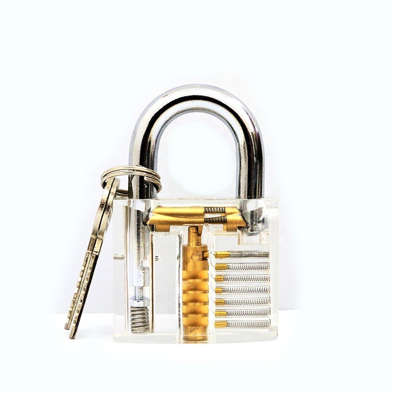 15pcs GOSO Lock Pick Locksmith Tools Classic Set with Bag and Transparent Lock Cutaway Inside View Padlock Broken Key Tool