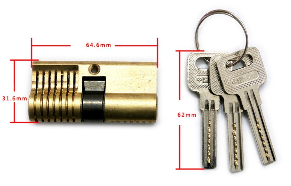 7pin Copper Practice Lock Euro Profile Cylinders Crescent lock double headed single row marble Locksmith Tools