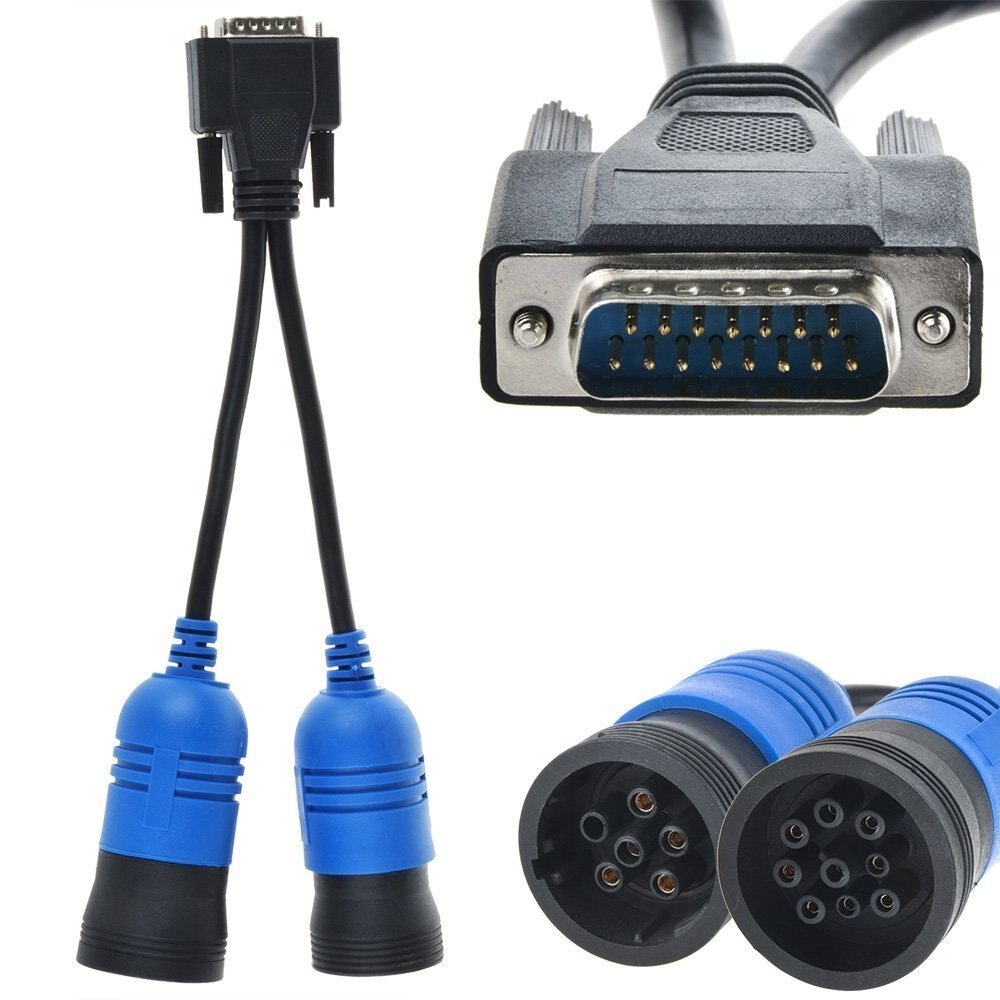 PN 405048 6Pin and 9pin Y Deutsch Adapter for Nexiq USB Link 125032 Diesel Truck 6 Pin and 9 Pin To DB15 PIN Male Cable