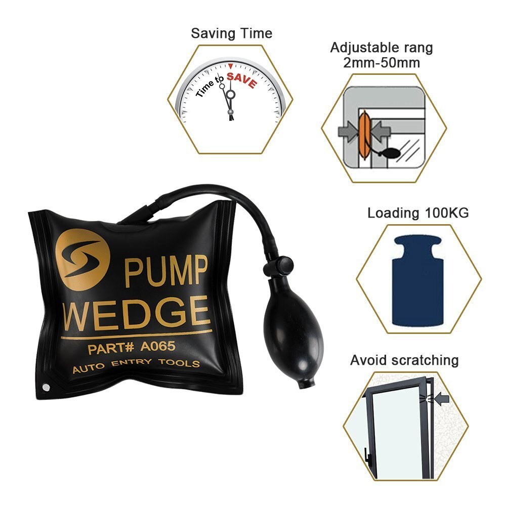 Air Wedge Pump Wedge Auto Air Wedge Alignment Tool Auto Locksmith Tools Black Medium 6.3 x 5.7 inch