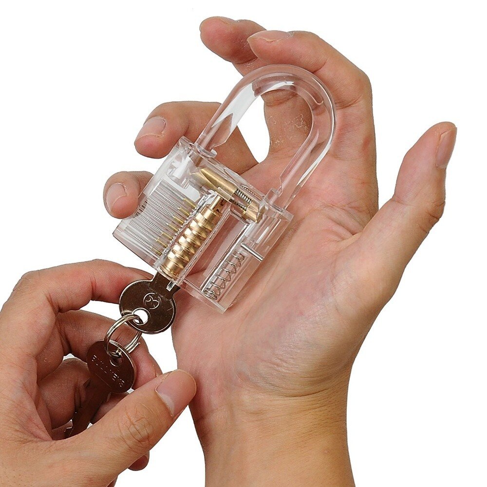 DIY Locksmith Training Lock Transparent Visible Pick Cutaway Practice Padlock Lock Locksmith Tool With Broken Key Locksmith Supplies