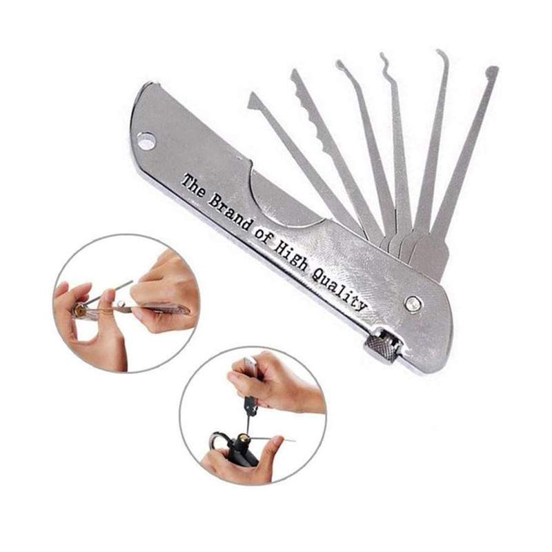 Fold Pick Tool Jackknife Single Hook Picks Locksmith Tool Stainless Steel 7 in 1 Folding tools