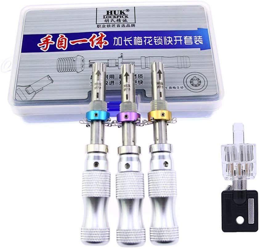 Tubular Pick Tool 3 in 1 Longer 7Pins 7.00MM 7.5MM 7.8MM Adjustable Tubular Lock Pick Set