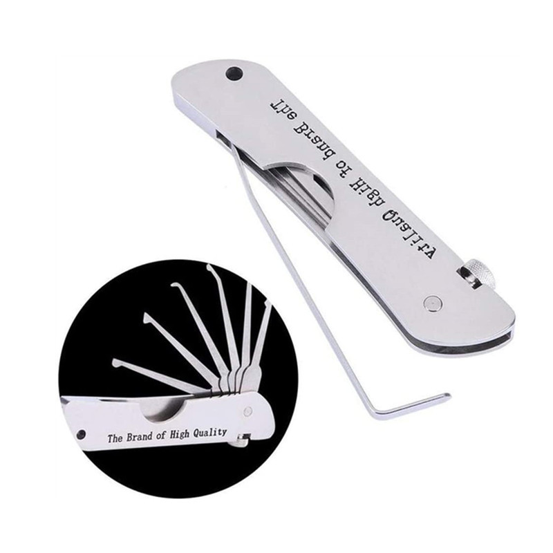 Fold Pick Tool Jackknife Single Hook Picks Locksmith Tool Stainless Steel 7 in 1 Folding tools