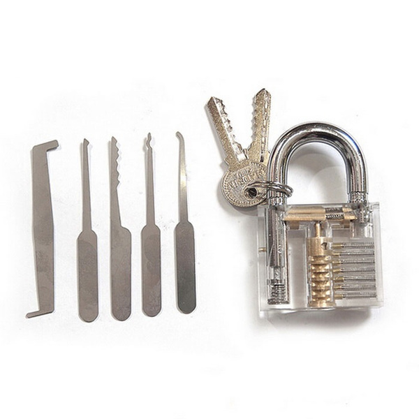 James Bond Credit Card Lock Pick Set  with Padlock Lock Crystal Cutaway Lock Opener Locksmith Tools